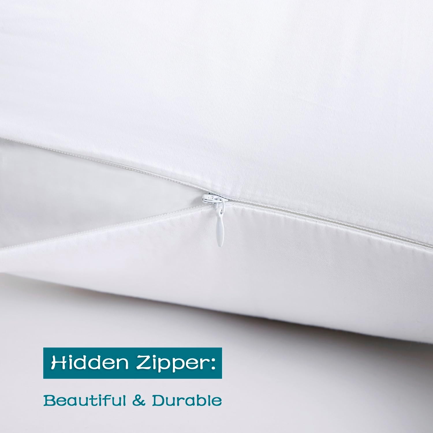 Losafefe 100% Cotton Zippered Pillow Cases King Size Set of 4, Super Soft & Breathable Pillow Protectors with Zipper, White Pillow Case Cov…