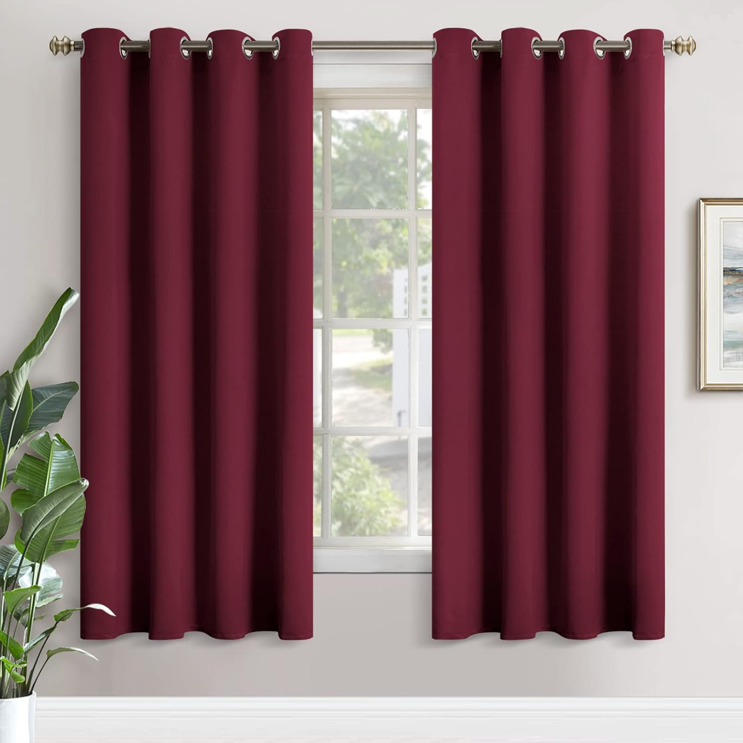 YoungsTex Burgundy Blackout Curtains for Living Room 72 Inch Length - Thermal Insulated with Grommet Room Darkening Drapes for Bedroom Dini…