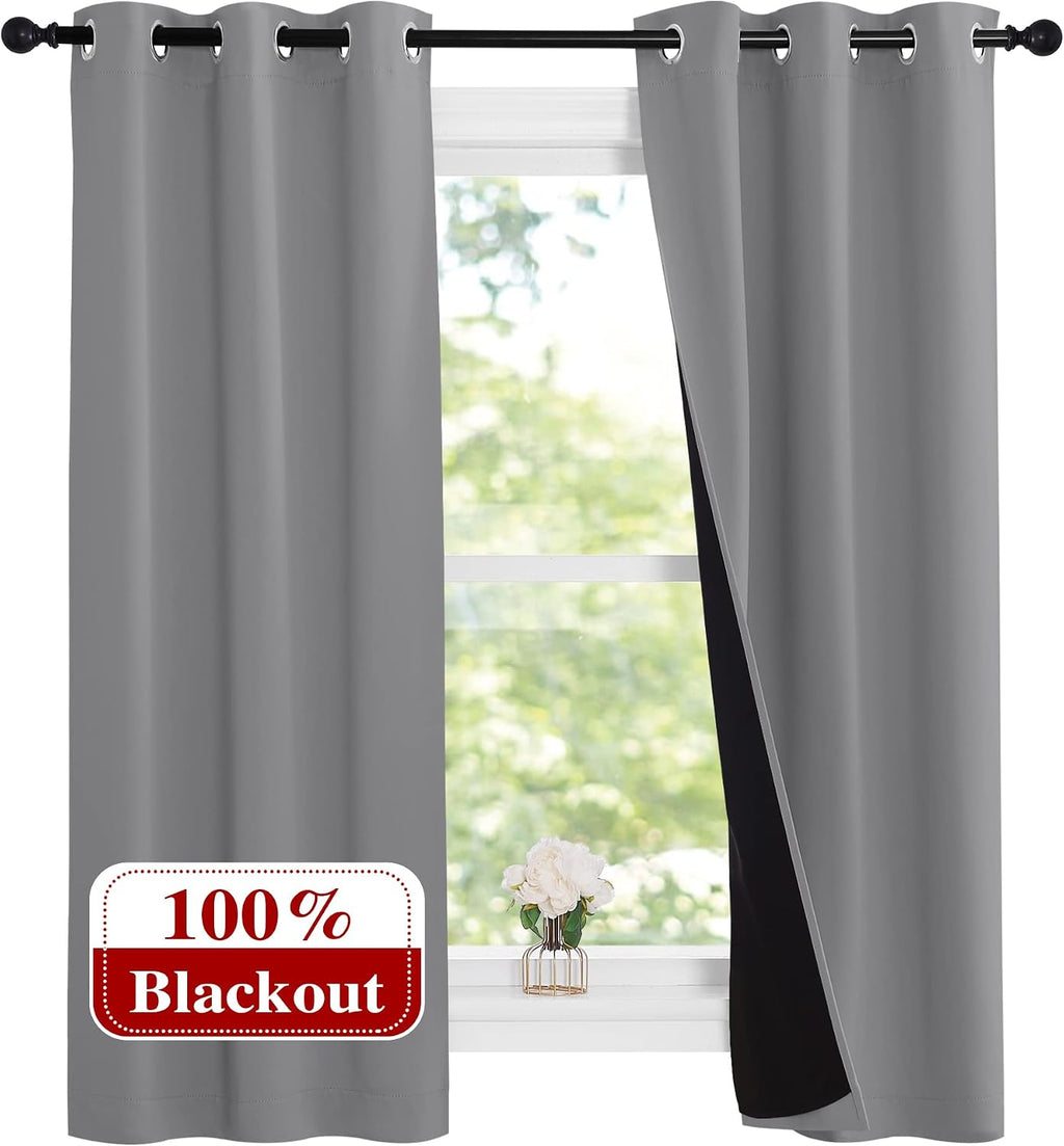 Nicetown Noise and Lights Block Out Curtains, Thermal Insulated 100% Blackout 2-Layer Lined Drapes, Noise Cancellation Window Draperies for…