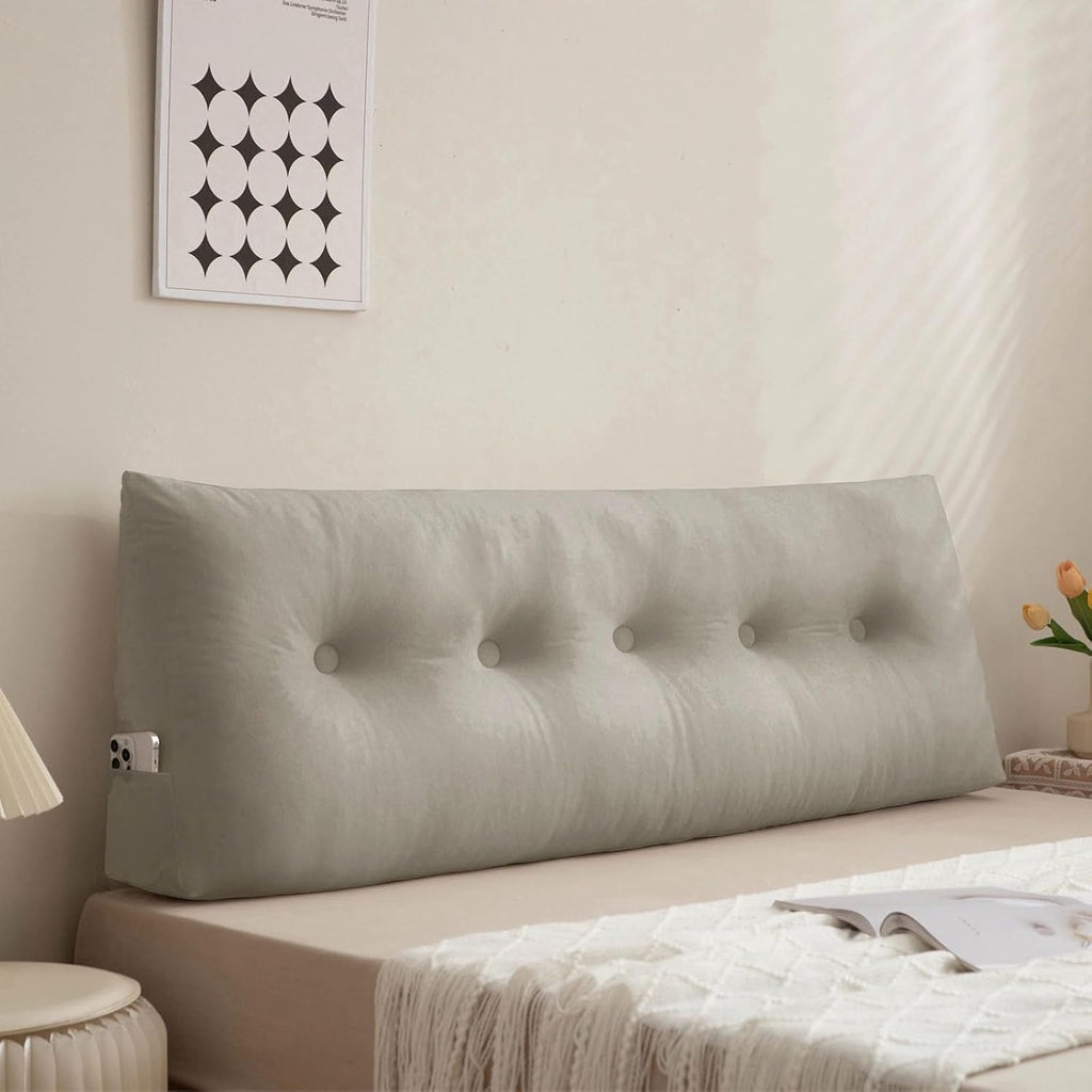 Wedge Pillows Headboard Twin XL for Dorm Light Grey Headboard Backrest Pillows for Sitting Up in Daybed and Bunk Beds Large Bolster…