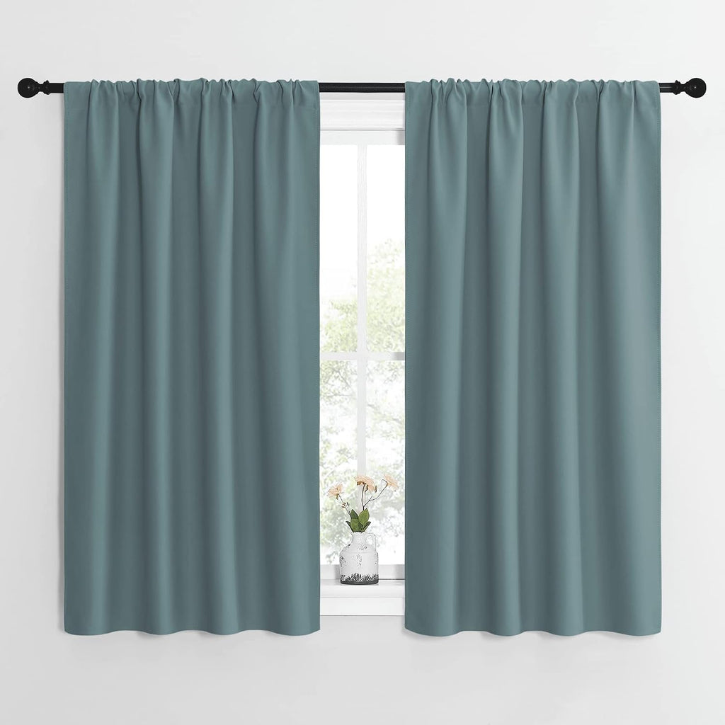 NICETOWN Greyish Blue Blackout Curtains Panels for Window, Thermal Insulated Rod Pocket Blackout Drapes/Draperies for Living Room (2…