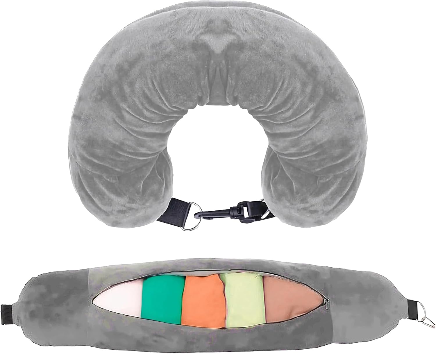 Neck Pillow Travel Stuffable Neck Pillow for Extra Carry-On Luggage Avoid Airline Baggage Fees Fits 4+ Days of Travel Essentials Long…