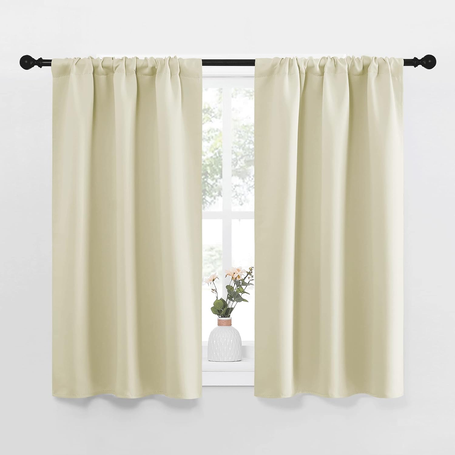NICETOWN Kitchen Curtains, Short Blackout Curtains & Drapes, Small Window Draperies for Dining Room, Cupboard (Beige, 34 in x 45 in (W x…