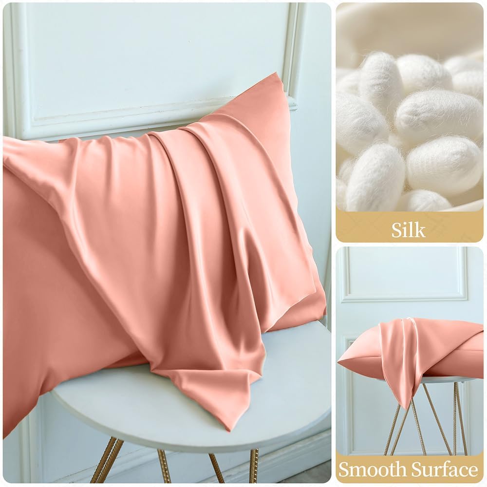 Mulberry Silk Pillowcase for Hair and Skin with Hidden Zipper, Soft Breathable Smooth Both Sided Natural Silk Pillowcase Beauty Sleep Silk…