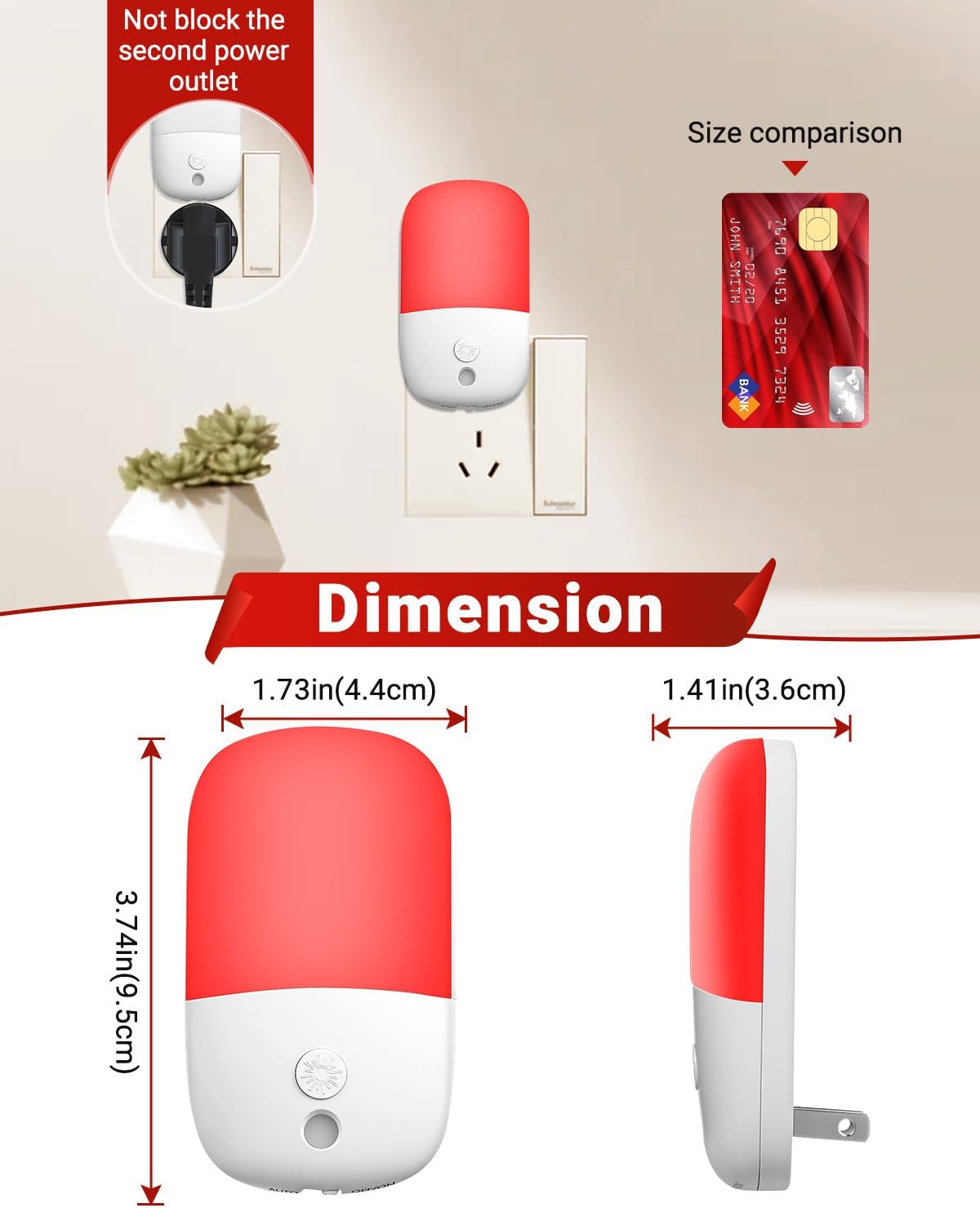 670nm Red Night Lights with Retractable Plug [4 Pack] - 0.5W Red Light Night Light with Dusk to Dawn Sensor - Auto On/Off LED Night Light…