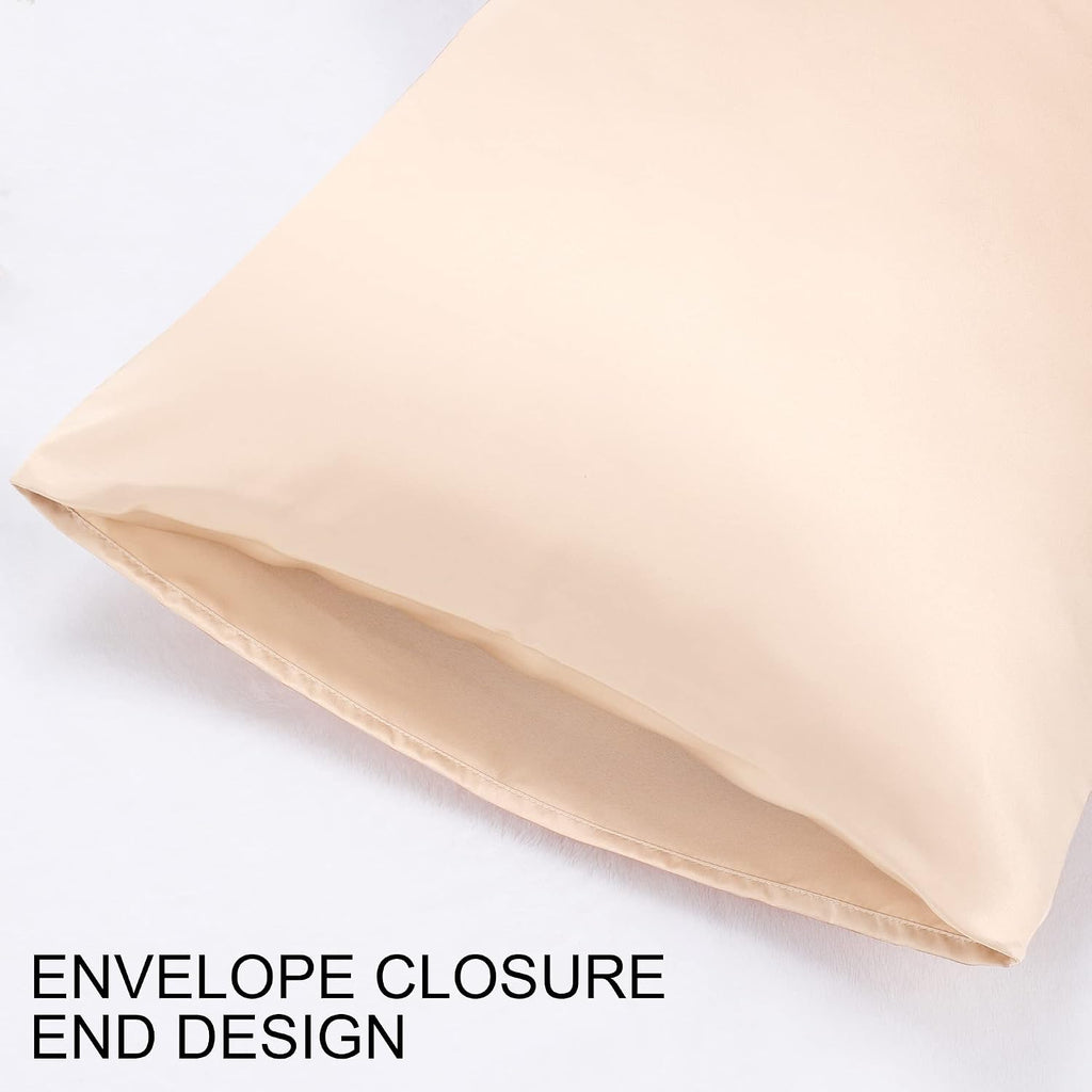 uxcell 2 Pack Silk Satin Pillowcase for Hair and Skin, Cool, Silky, Soft Breathable Pillow Cases King Size 20x36 Inch Sateen Pillowcase Lig…