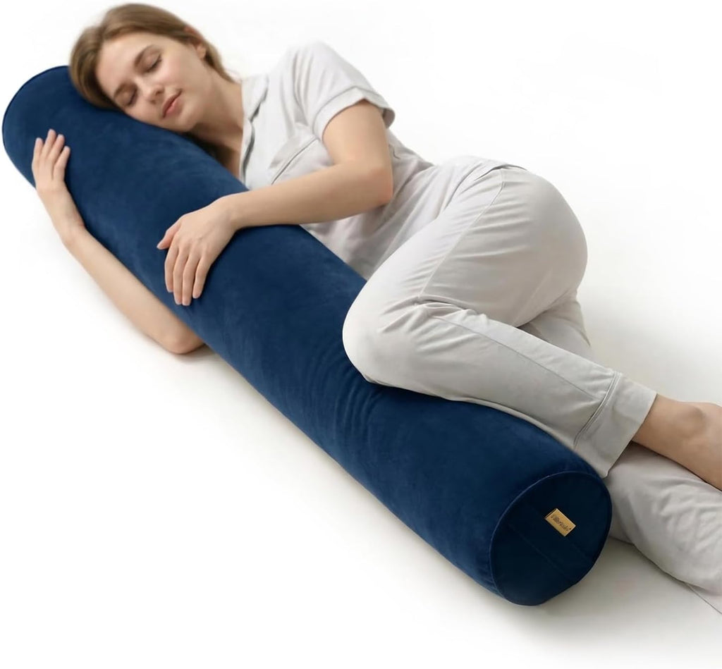 Body Pillow for Adults, Long Round Pillow, Big Cylindrical Pillow, Large Full Bolster Pillows for Side Sleepers (Teal Blue, 47.24"*7.87")
