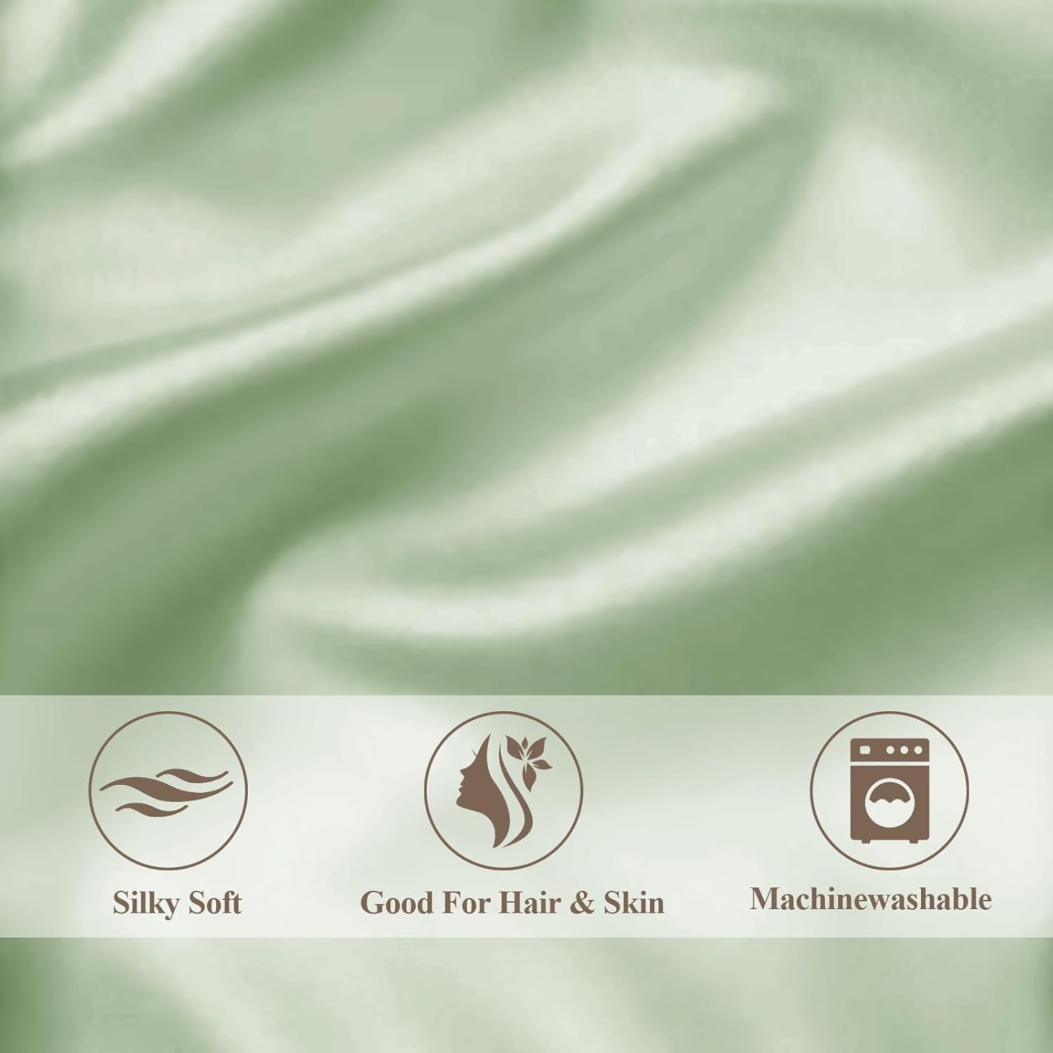 Vielit Standard Satin Pillowcase for Hair 2pc, Similar to Silk Pillow Cases, for Women Men, Green,20x26 & Envelope Closure and 2 Satin Scrunc…
