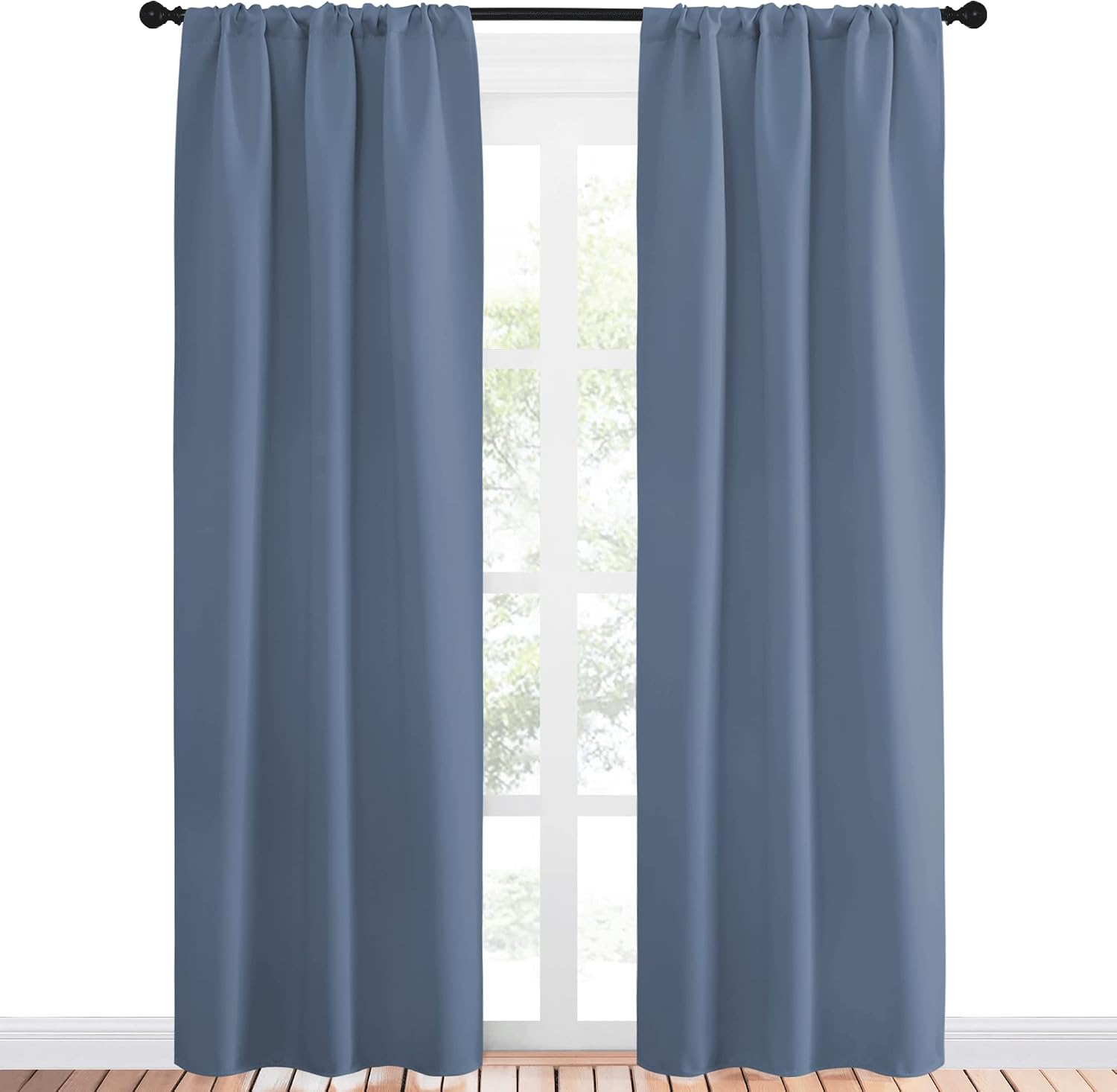 NICETOWN Blackout Curtains Window Draperies - Window Treatment Thermal Insulated Solid Room Darkening Drapes for Bedroom (Stone Blue, Set…