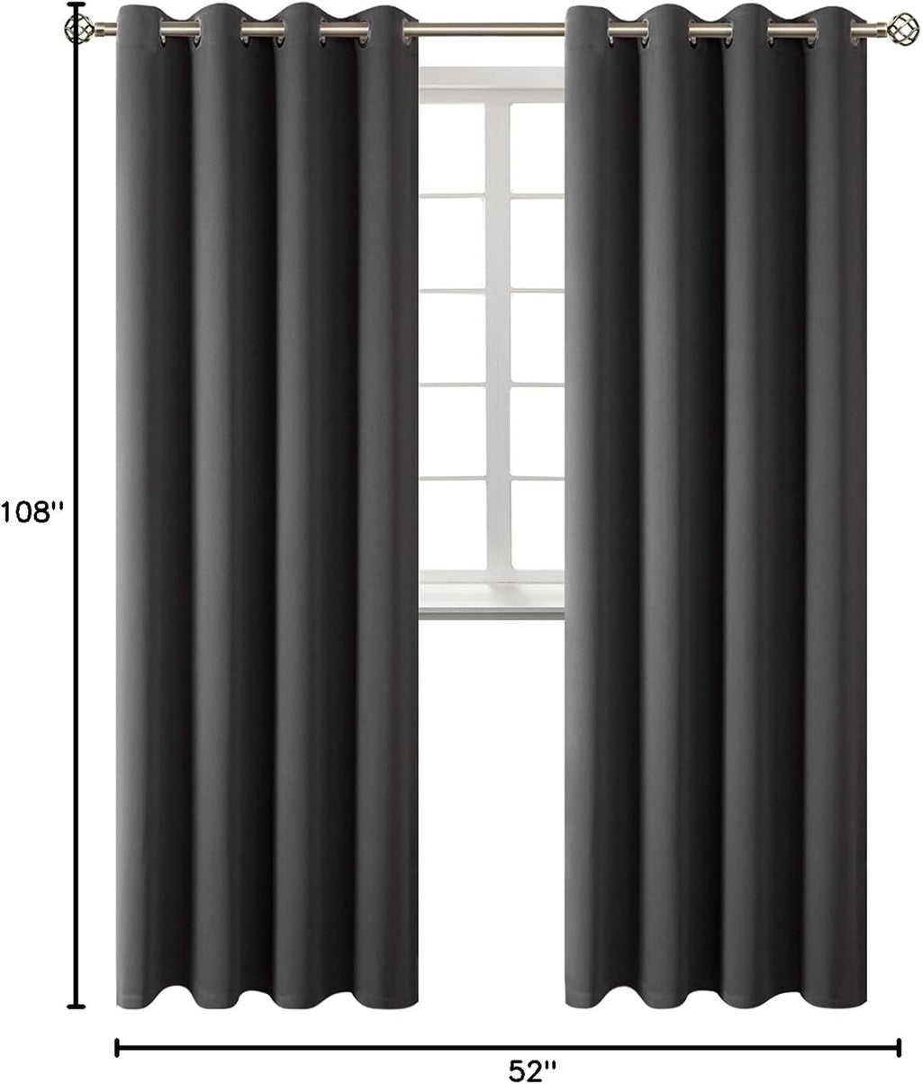 BGment Blackout Curtains - Grommet Thermal Insulated Room Darkening Bedroom and Living Room Curtains, Set of 2 Panels (52 x 108 Inch, Dark…