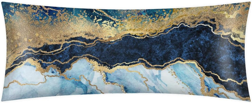 Blue Marble Gold Body Pillow Pillowcase 21"x 54" Long Body Pillow Cover with Zipper King Size Pillow Cases Queen Pillowcase for Hair and…