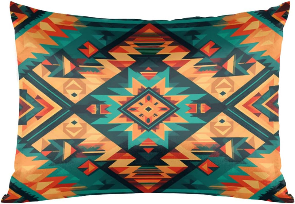 Aztec Theme Satin Silk Pillowcase for Hair and Skin Aztec Western Pillow Cases King Size Soft Silk Pillow Case with Envelope Closure…