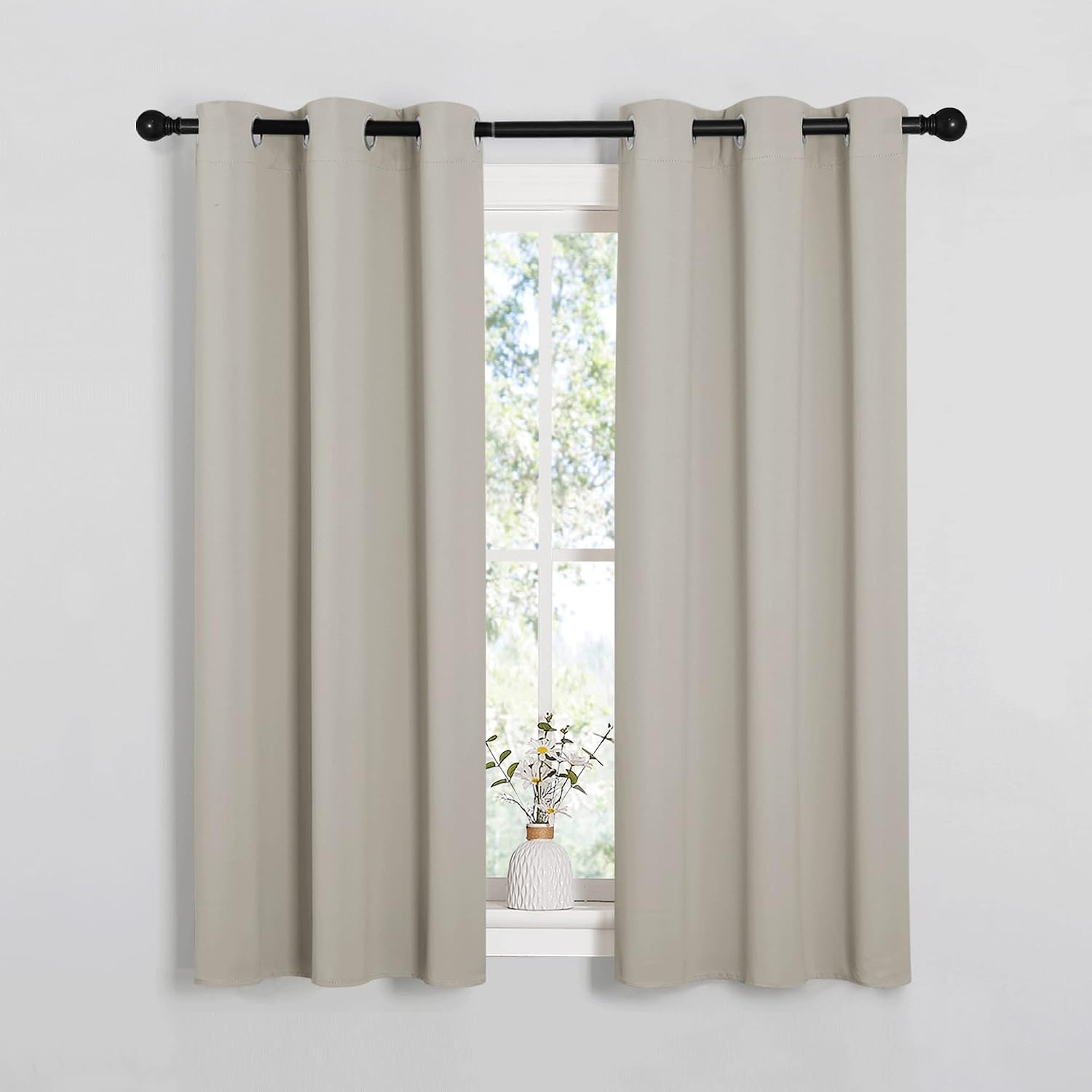 NICETOWN Room Darkening Draperies Window Curtain Panels, Thermal Insulated Grommet Room Darkening Curtains for Bedroom (Natural, 2…