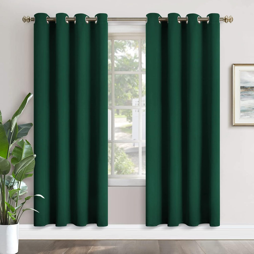 YoungsTex Emerald Green Blackout Curtains 80 Inches Length for Living Room - Thermal Insulated Drapes with Grommet Room Darkening Window Tr…