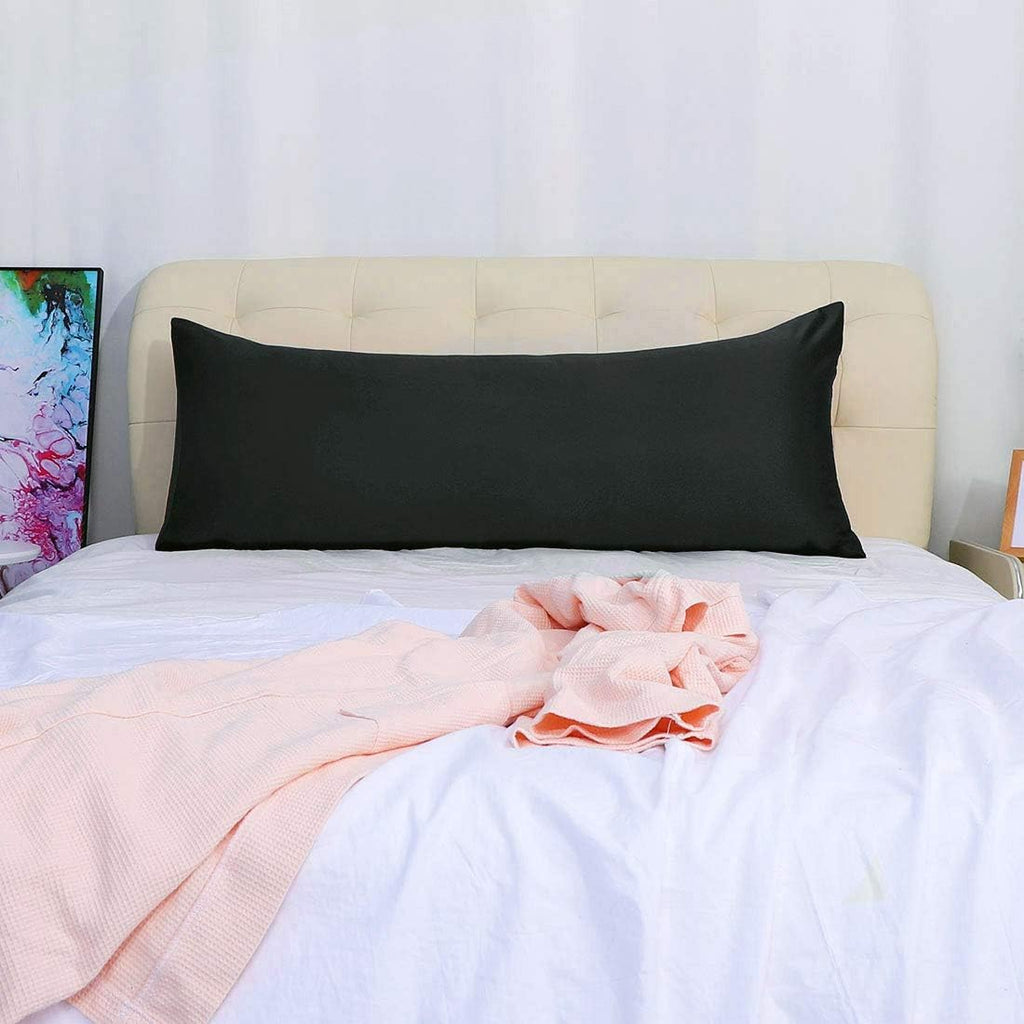 uxcell Body Pillow Cover 20x54 Inch Black Silky Satin Body Pillowcases for Hair and Skin Luxury Cooling Soft Smooth Washable