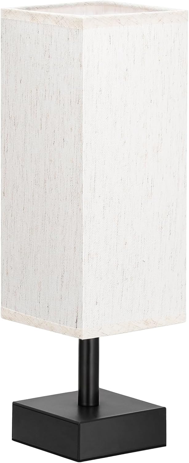 aooshine Small Table Lamp for Bedroom - Bedside Lamps for Nightstand, Minimalist Night Stand Light Lamp with Square Fabric Shade, Desk…