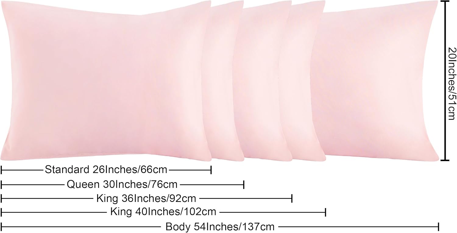 Ntbay King Pillowcase Set - 2 Pack Brushed Microfiber 20x36 Pillowcases - Soft, Wrinkle-Free, Fade-Resistant, Stain-Resistant, Blush Pink P…
