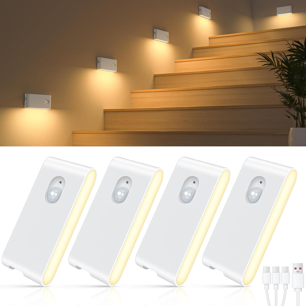 WILLED Stair Lights Indoor, Warm White Rechargeable Night Light, Wireless Motion Sensor Night Light, Battery Stick On Lights for…