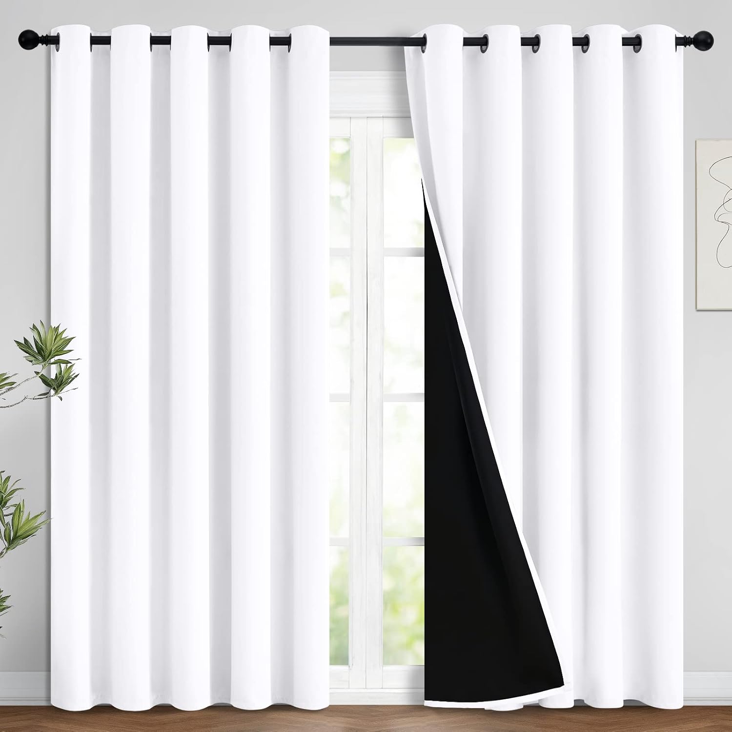 Yakamok Full Blackout Curtains 84 Inches Long, Blackout Curtain Panels for Bedroom, 2 Thick Layers Grommet Top Thermal Insulated Drapes with…