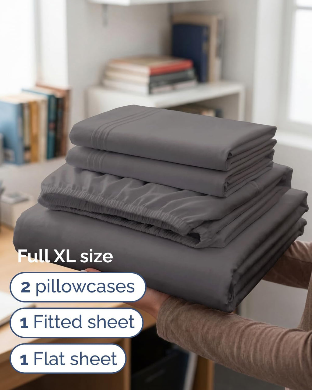 CGKUnlimited Full XL Bed Sheet - 4 Piece Full XL Bed Sheets Set - Ultra-Soft, Breathable & Cooling - Hotel Luxury Bedding for Women & Men w…