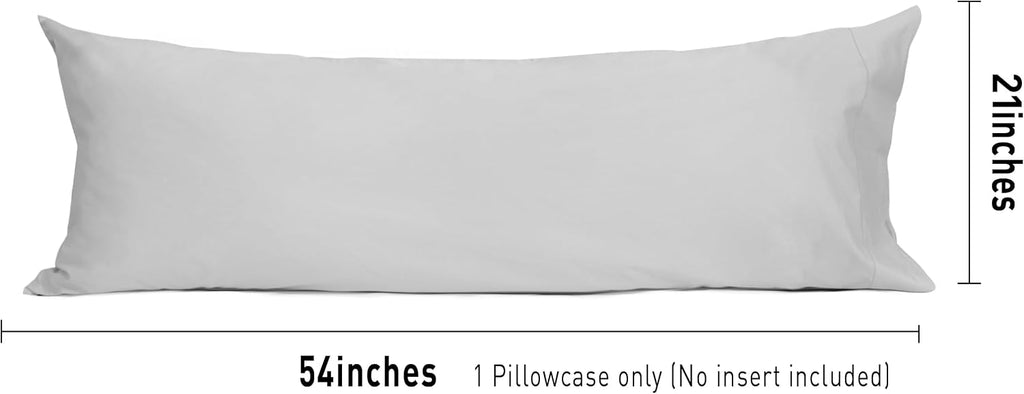 Sunflower Body Pillowcase 100% Cotton Long Pillow Cover/Case Envelope Closure 1 Pack, 20×54 inches Ash, Soft and Breathable