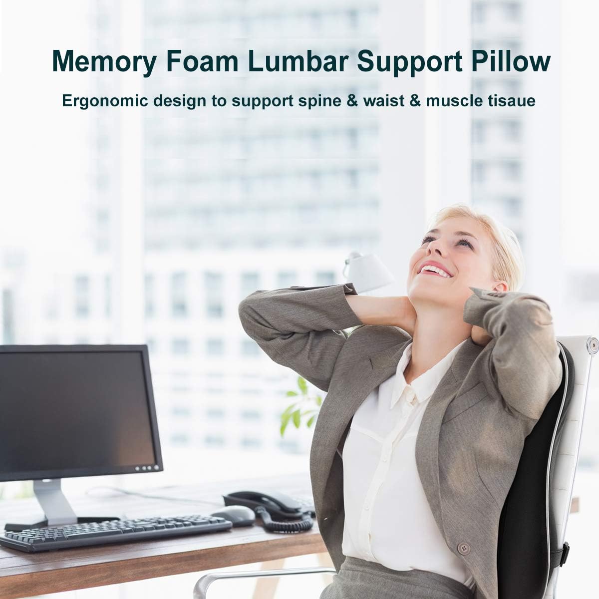 Lumbar Support Pillow/Back Cushion, Memory Foam Orthopedic Backrest with Breathable 3D Mesh for Car Seat, Office/Computer Chair, Wheelchair…