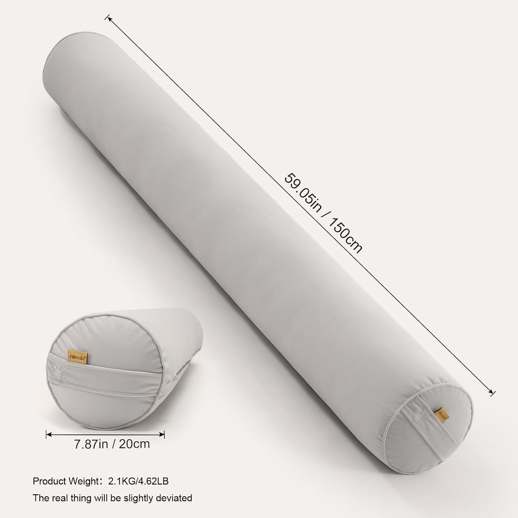 Body Pillow for Adults, Long Round Pillow, Big Cylindrical Pillow, Large Full Bolster Pillows for Side Sleepers (Silver Gray, 59"*7.87")