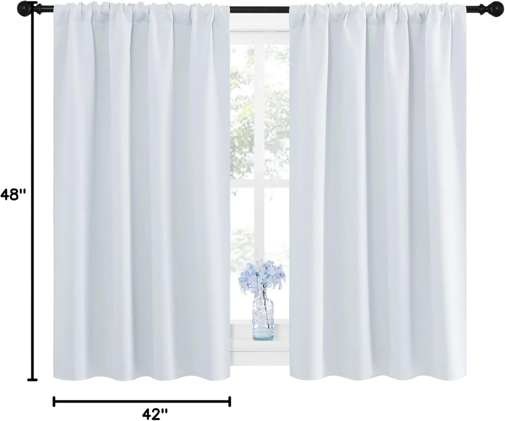 NICETOWN Greyish White Window Curtain Panels - Thermal Insulated Rod Pocket Room Darkening Curtain Sets for Bedroom (Platinum - Greyish…