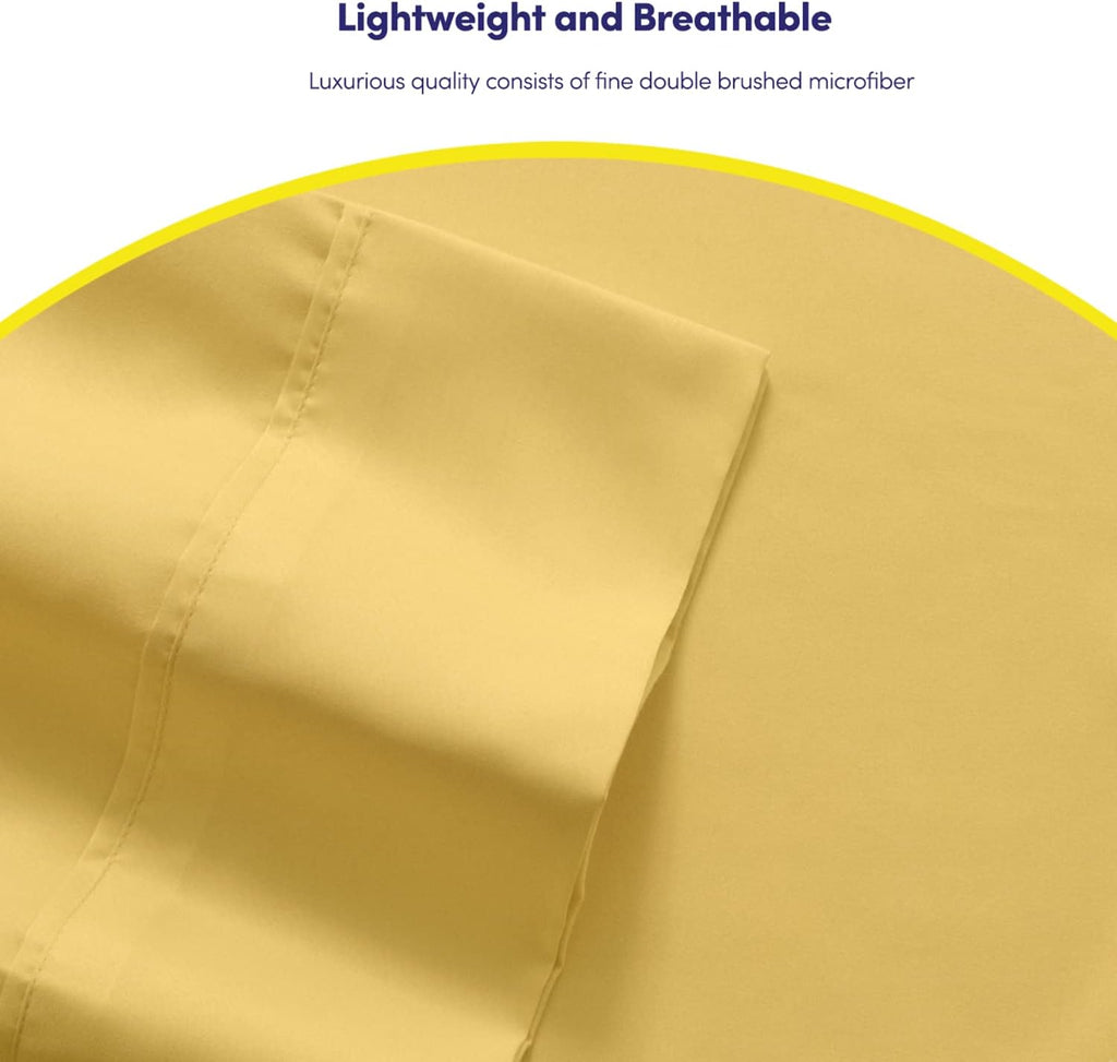 Queen Sheets Yellow - 6 Piece 1500 Supreme Collection Fine Brushed Microfiber Deep Pocket Queen Sheet Set Bedding - 2 Extra Pillow Cases…