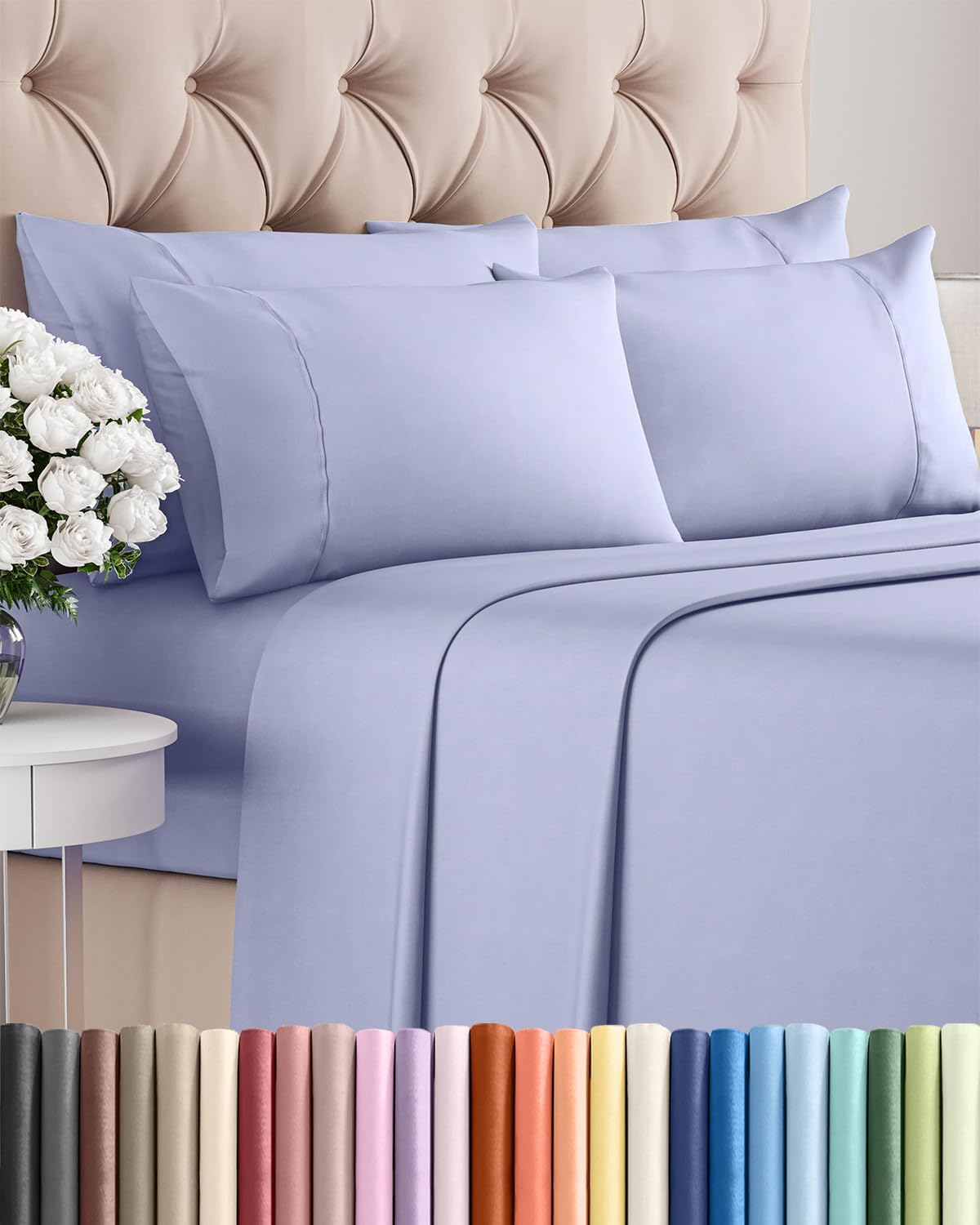 Queen 6 Piece Sheet Set - Comfy, Breathable & Cooling - Hotel Luxury Bedding for Women, Men, Kids, Teens & Children - 1 Flat & 1 Fitted…