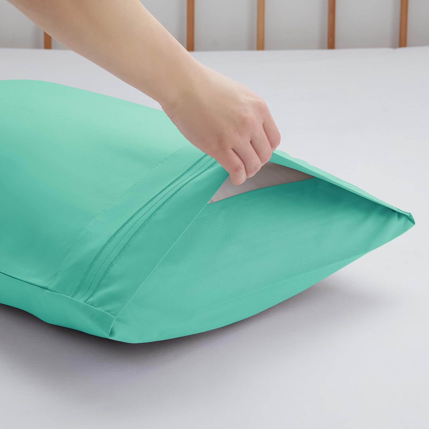 Nestl Mint King Pillow Cases 2 – Soft King Size Pillow Case, 1800 Brushed Microfiber Pillowcases, Envelope Closure Pillowcase, King Pillow…