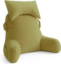 Unisakey Portable Reading Pillows with Headrest for Bed Sitting Up(Pale Green Oeko-Tex), Velvet Back Pillow with Arms & Pockets for…