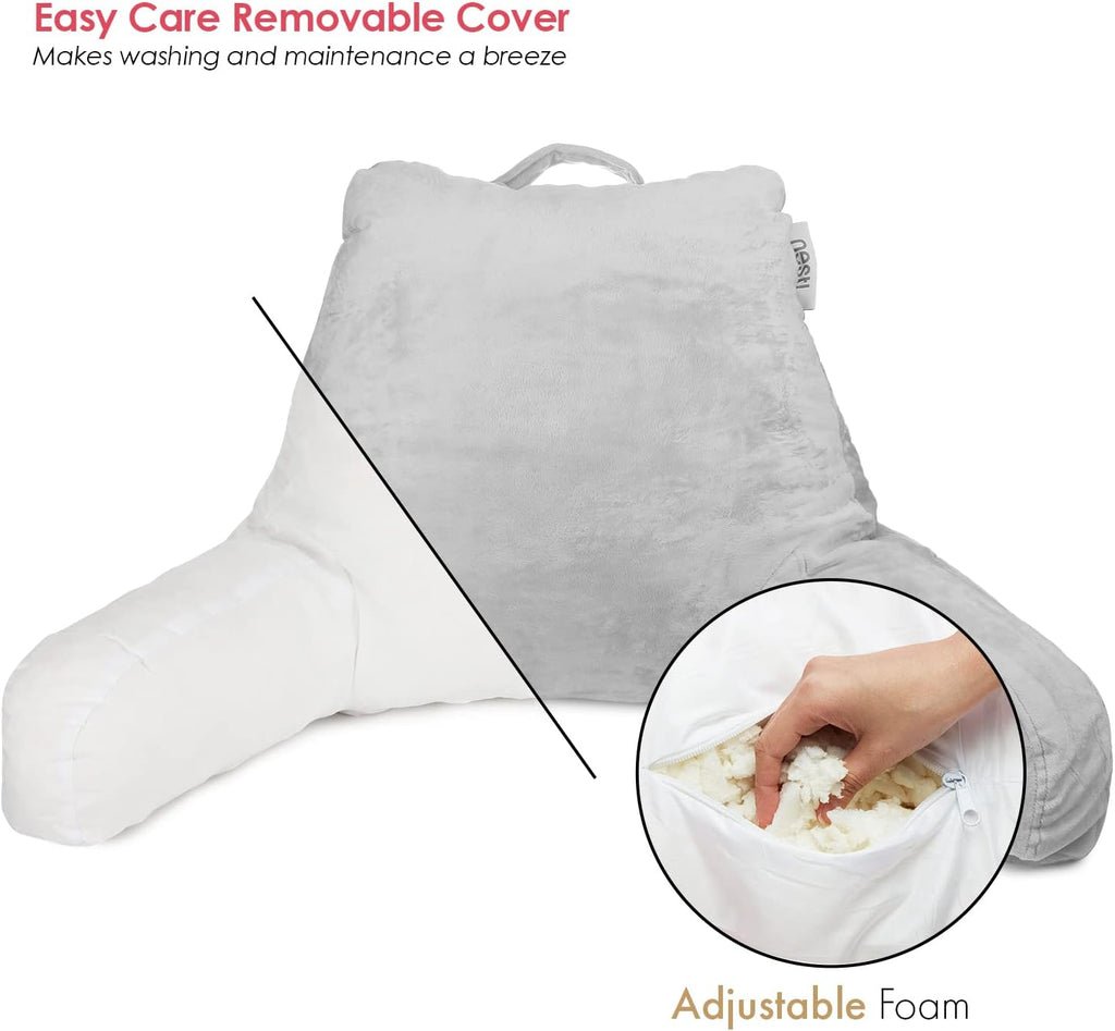 Nestl Reading Pillow with Shredded Memory Foam, Designed for Sitting Up in Bed and Couch, Back and Arms Adjustable Support for Adult &…