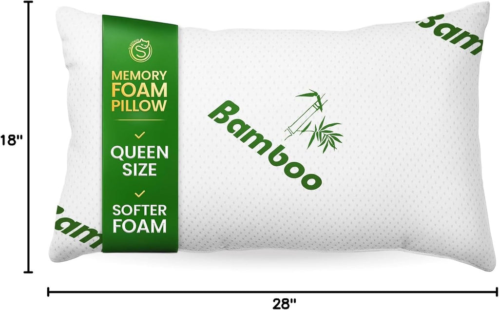 Shredded Memory Foam Pillow Queen Size - Cooling Bed Pillow for Sleeping for Stomach, Back and Body - 1 Pack Queen Soft Comfy Cool Memory…