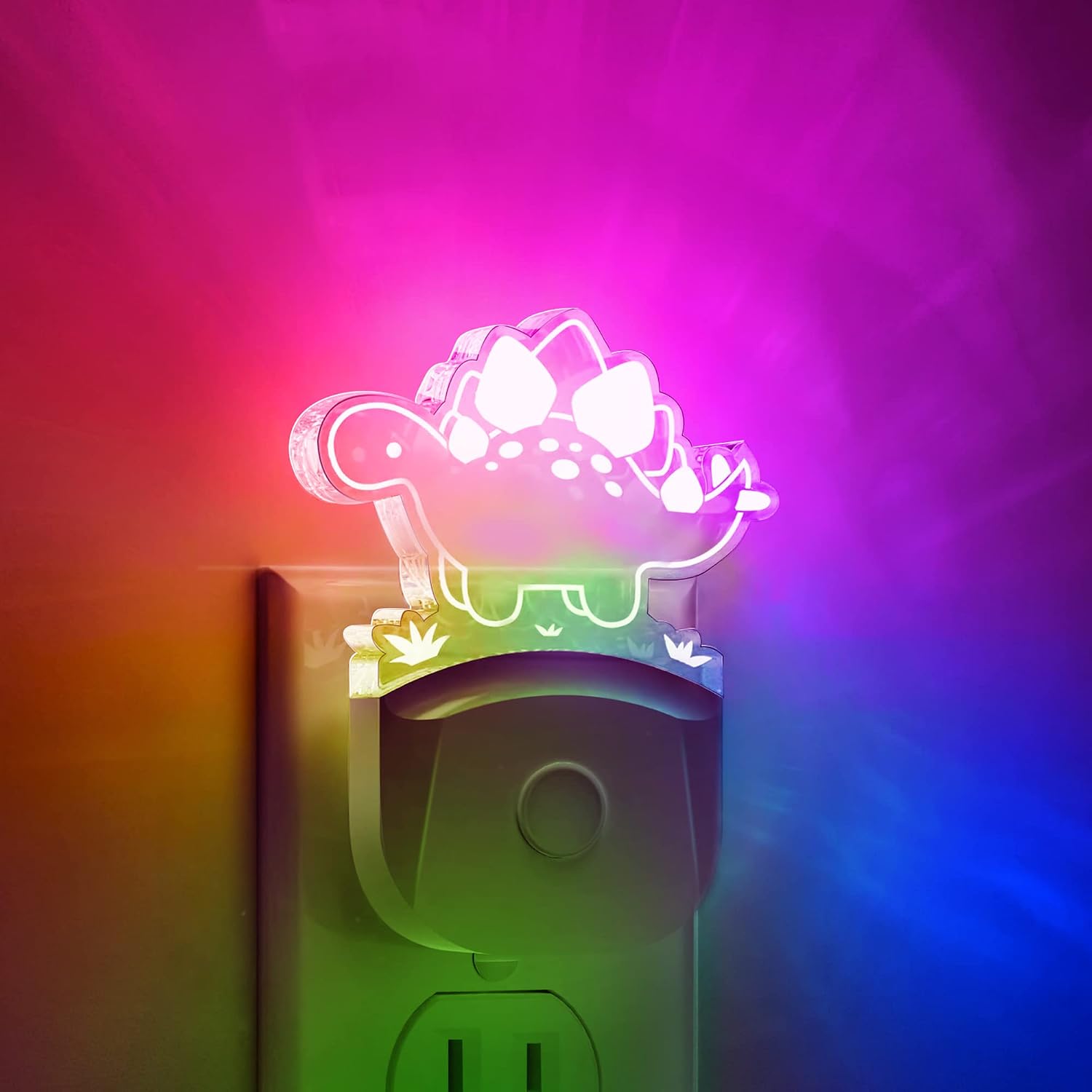 LOHAS Dinosaur Night Light for Boys, Kids Nightlight Plug in, Dusk-to-Dawn, Stegosaurus LED Night Lights Plug into Wall, RGB+Soft White…