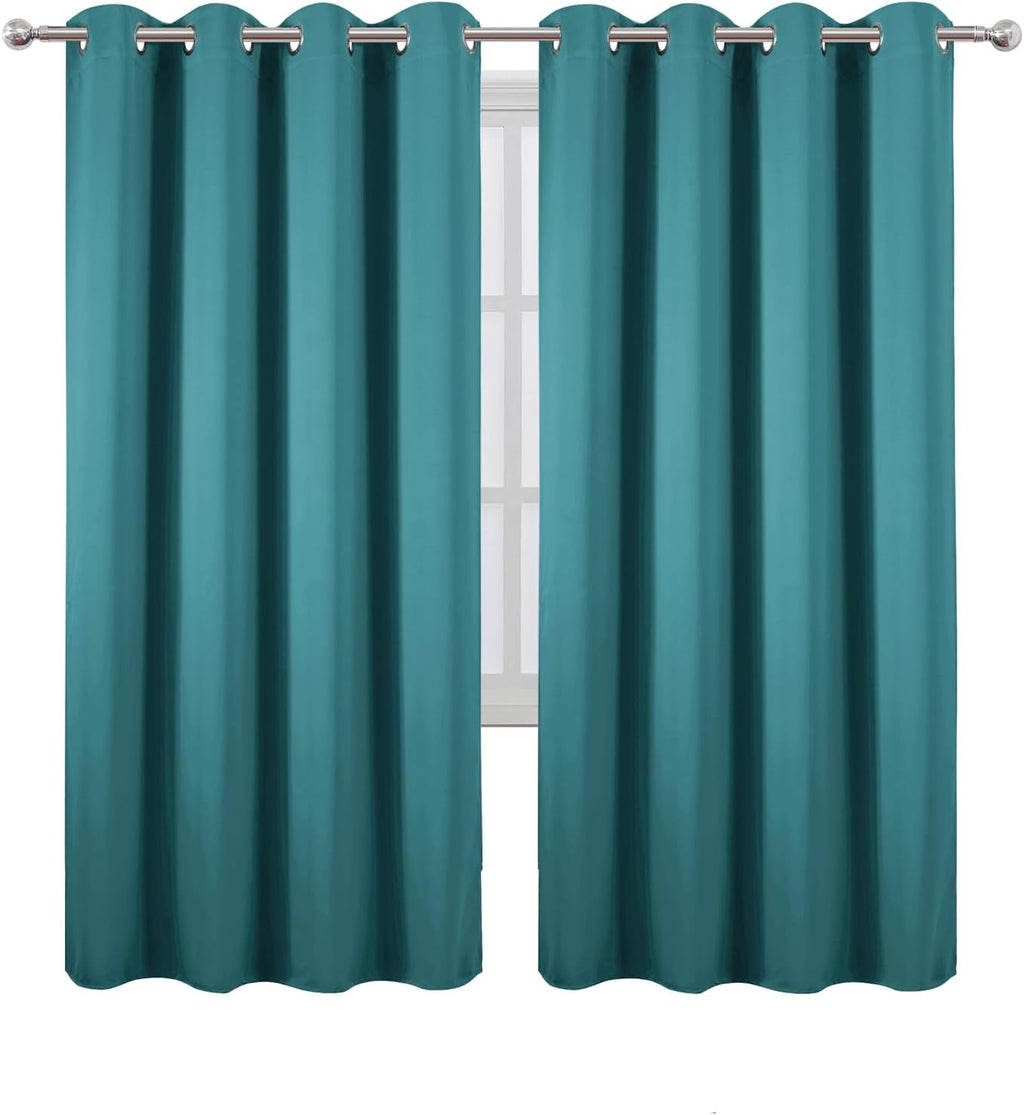 Lemomo Blackout Curtains 66 x 72 Inch Long Sea Teal Curtains Set of 2 Panels Room Darkening Curtains for Bedroom and Living Room 72 Inch si…