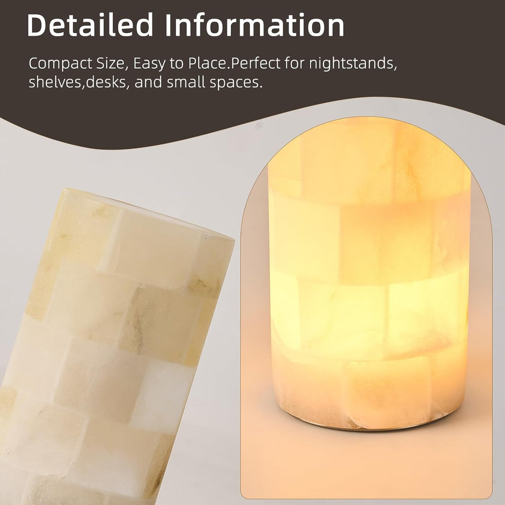 Marble Touch Lamp, Rechargeable Alabaster Table Lamp, Cordless Night Light, Battery Operated Bedside Light for Nightstand, Living Room…