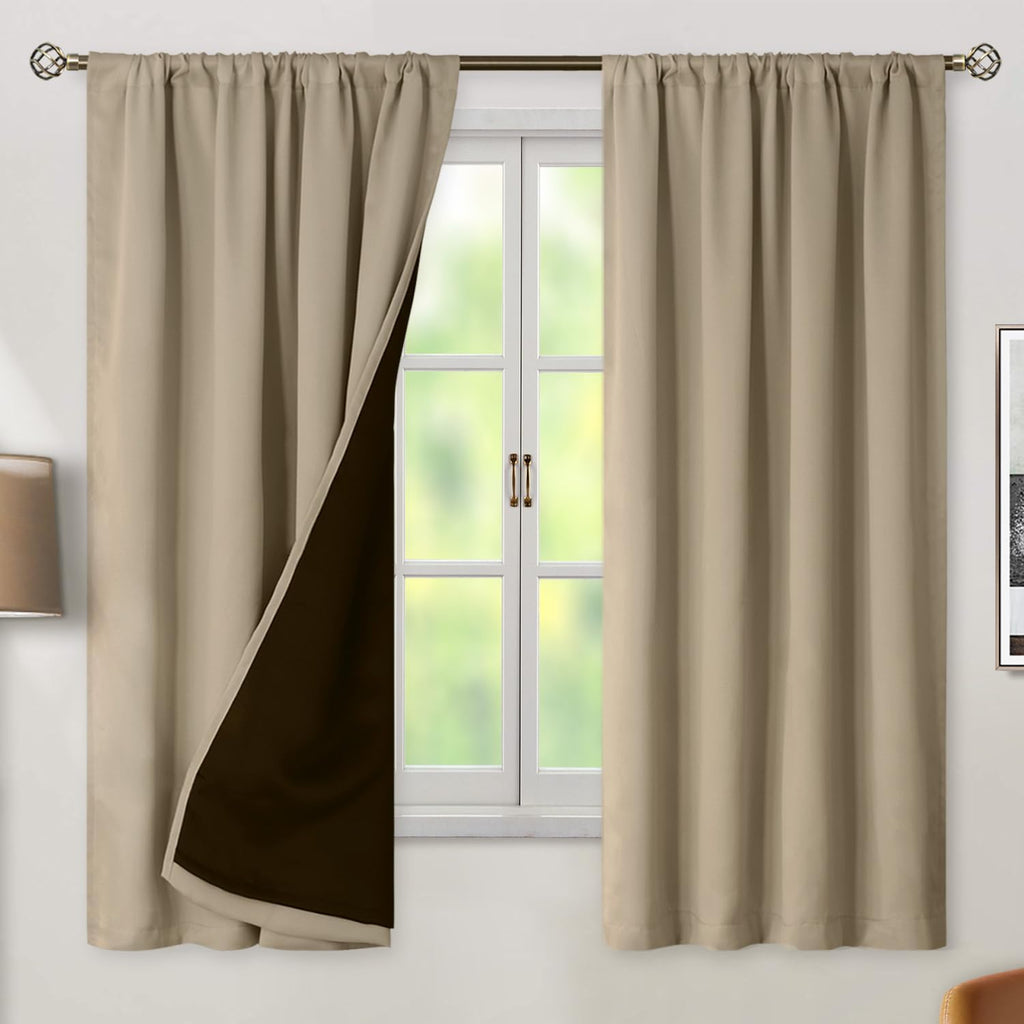 BGment 100% Blackout Curtains for Bedroom 63 Inch Length 2 Panels, Thermal Insulated Room Darkening Curtains Rod Pocket Soundproof…