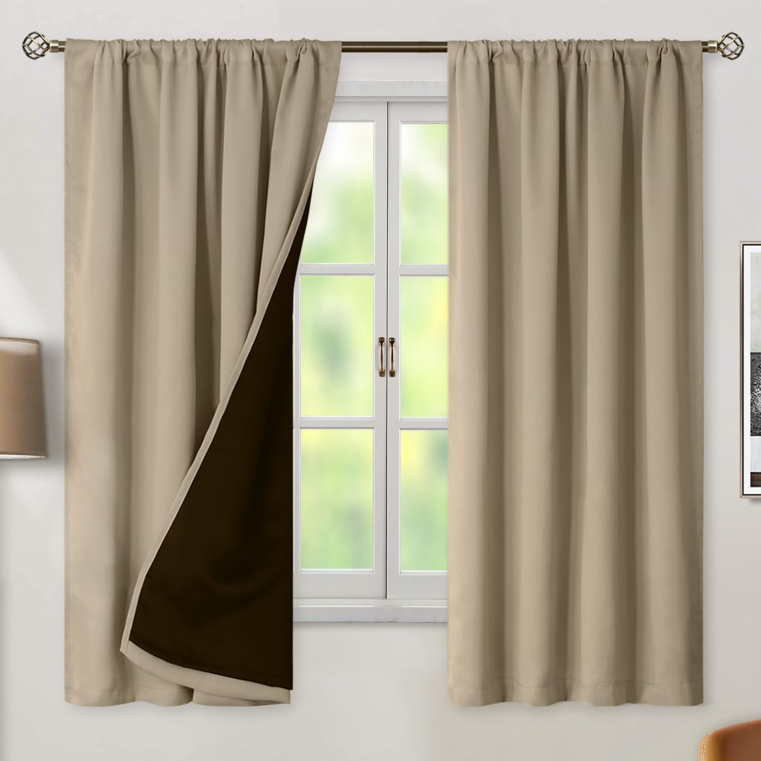 BGment 100% Blackout Curtains for Bedroom 63 Inch Length 2 Panels, Thermal Insulated Room Darkening Curtains Rod Pocket Soundproof…