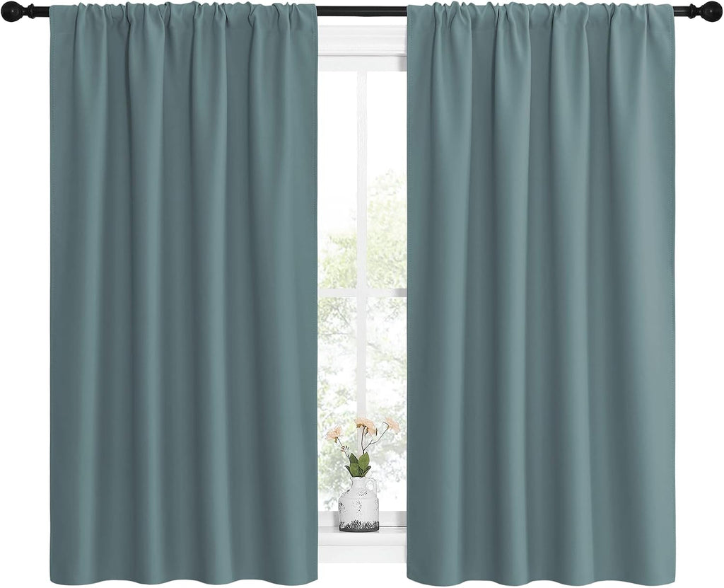 NICETOWN Greyish Blue Blackout Curtains Panels for Window, Thermal Insulated Rod Pocket Blackout Drapes/Draperies for Living Room (2…