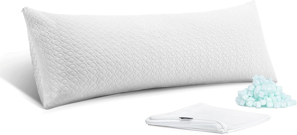 Rainmr Extra Thick Body Pillow Memory Foam – Long Pillow for Adults – Thicker Inner Case – Soft & Cooling Double Pillowcases, 20 x 54…