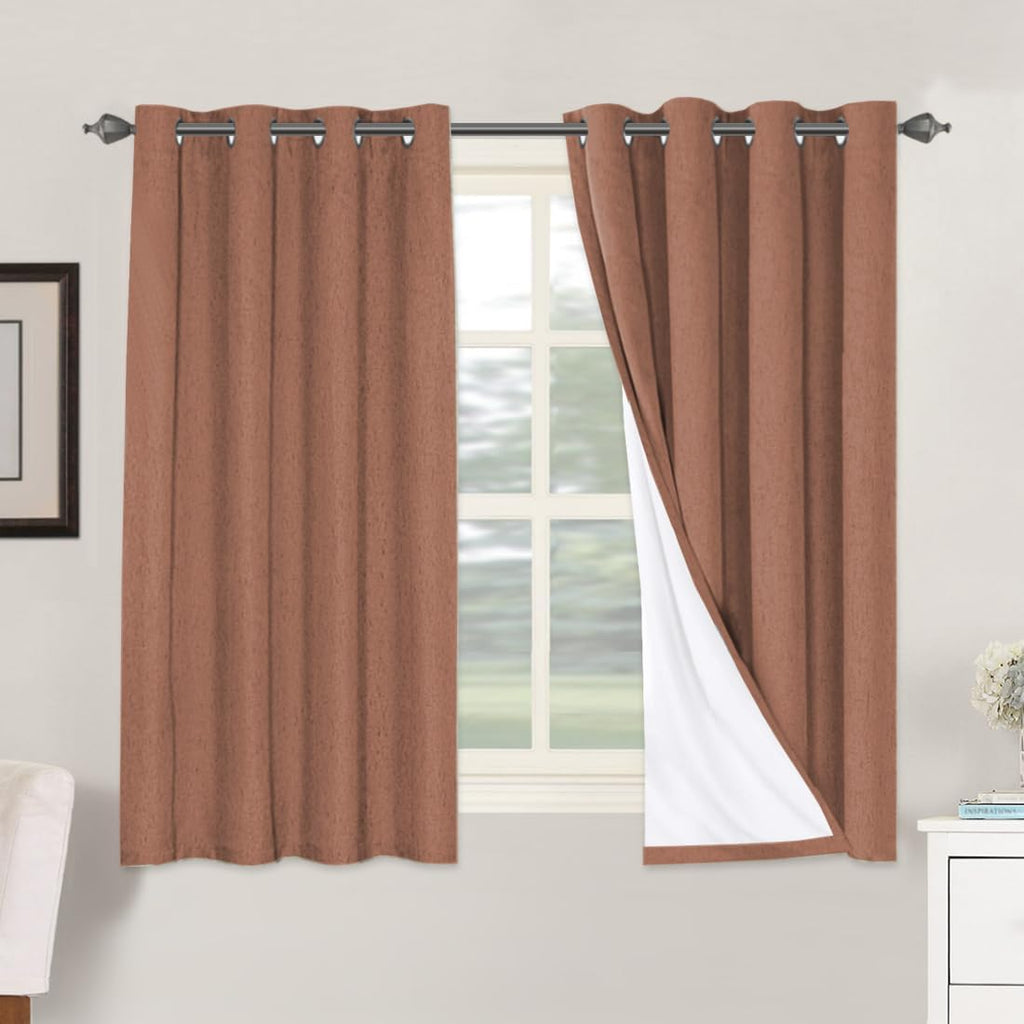 H.VERSAILTEX 100% Blackout Curtains for Bedroom Thermal Insulated Linen Textured Curtains Heat and Full Light Blocking Drapes Living Room…