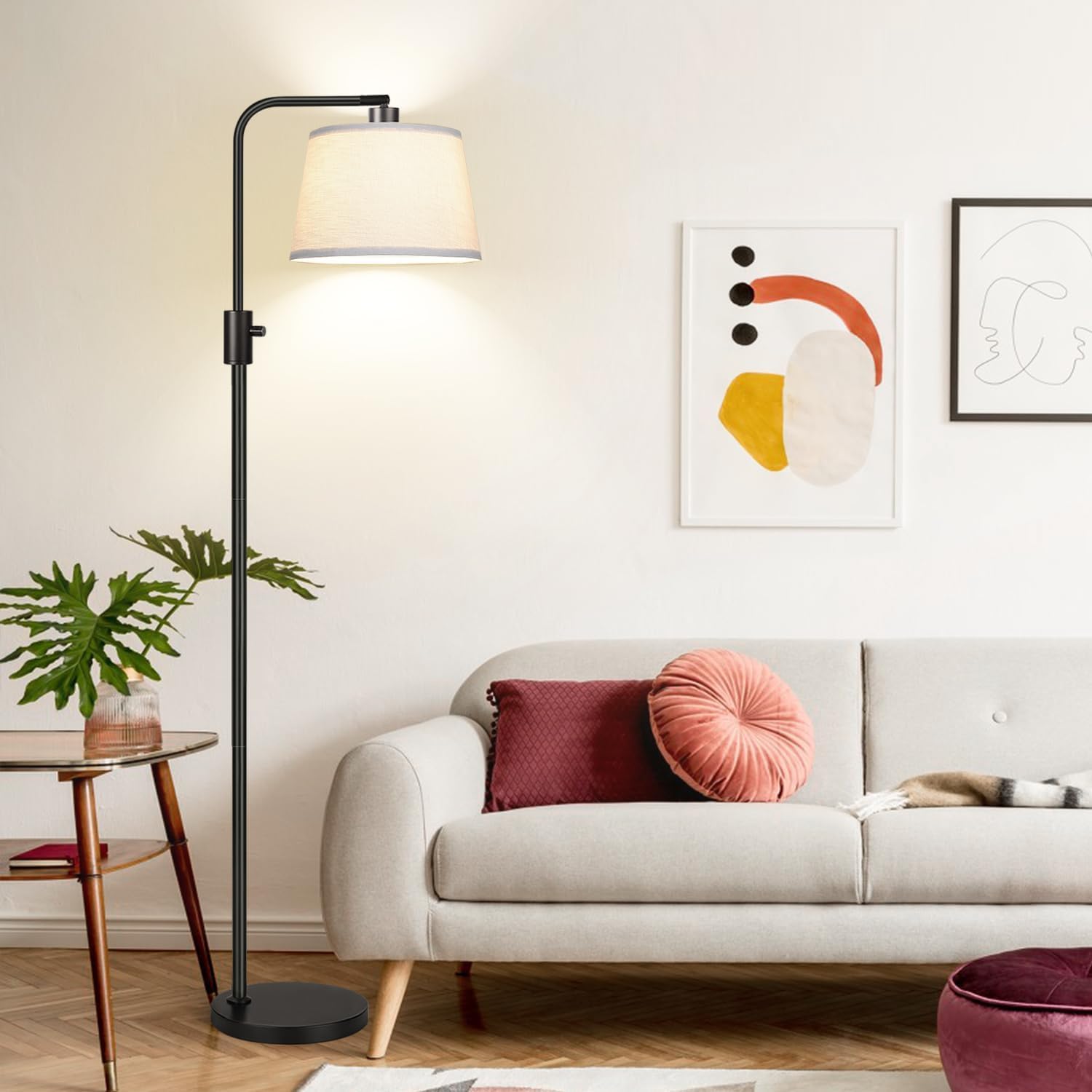 Upgraded】 Dimmable Floor Lamp, 1000 Lumens LED Edison Bulb Included, Arc Floor Lamps for Living Room Modern Standing Lamp with Linen…