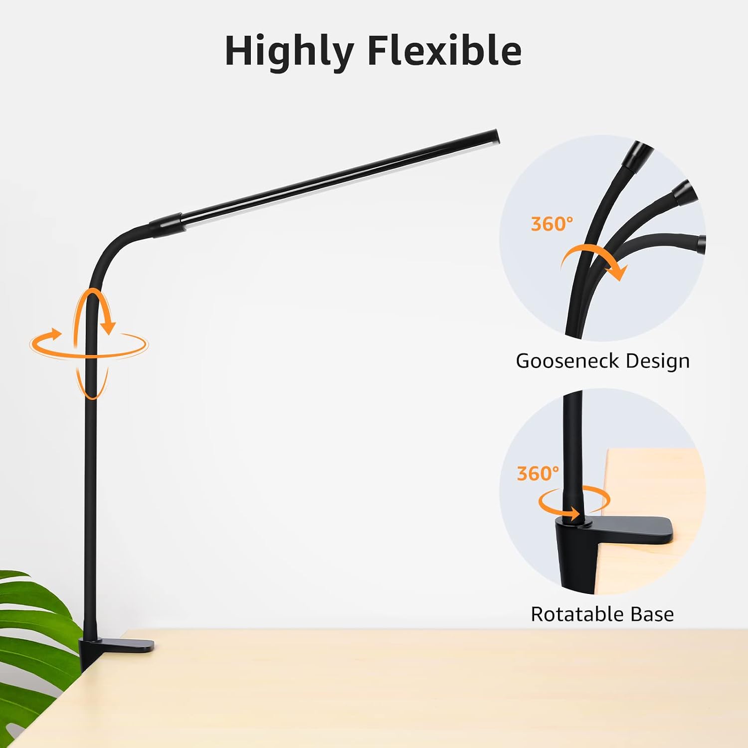 Lepro Clip on Desk Lamp LED Reading light Dimmable USB Small Clamp Lamp with 3 Color Modes 10 Brightness, Adjustable Flexible Gooseneck…