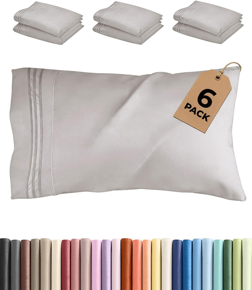 Standard Pillow Cases Set of 6 - Ultra Soft Hotel Quality Pillowcase Covers - Comfy & Wrinkle Free - Shrink, Stain and Fade Resistant…