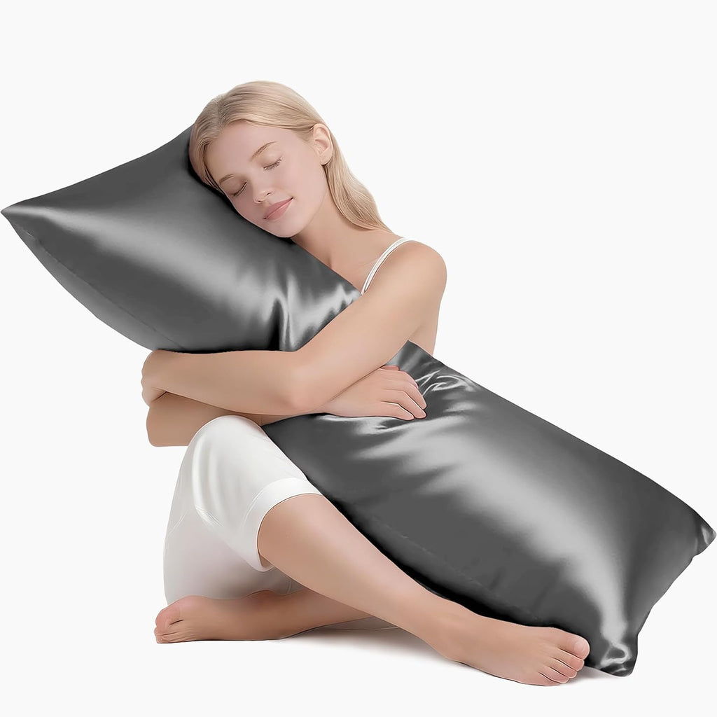 MR&HM Satin Body Pillow Cover, Soft and Breathable Body Pillow Case with Envelope Closure, Cooling and Silky Long Pillowcase for Hair and…