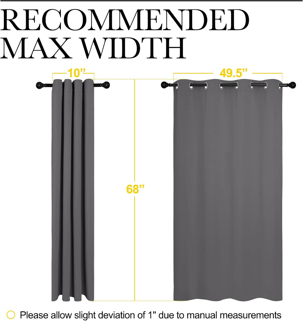 NICETOWN Grey Blackout Curtain Panels for Bedroom, Thermal Insulated Grommet Top Blackout Draperies and Drapes for Basement (2 Panels…