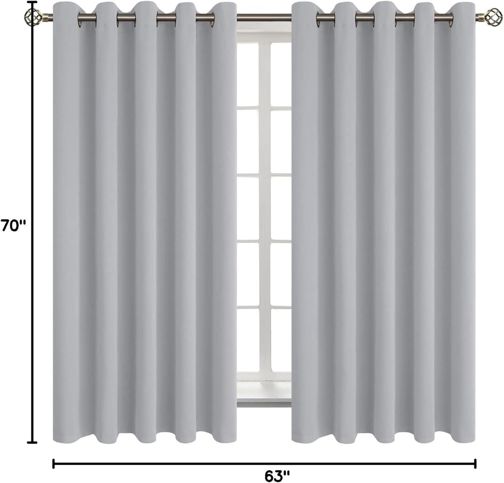 BGment Room Darkening Curtains 63 Inches Long - Grommet Thermal Insulated Drapes Window Treatment Curtains for Bedroom, 2 Panels, 70 x 63 I…