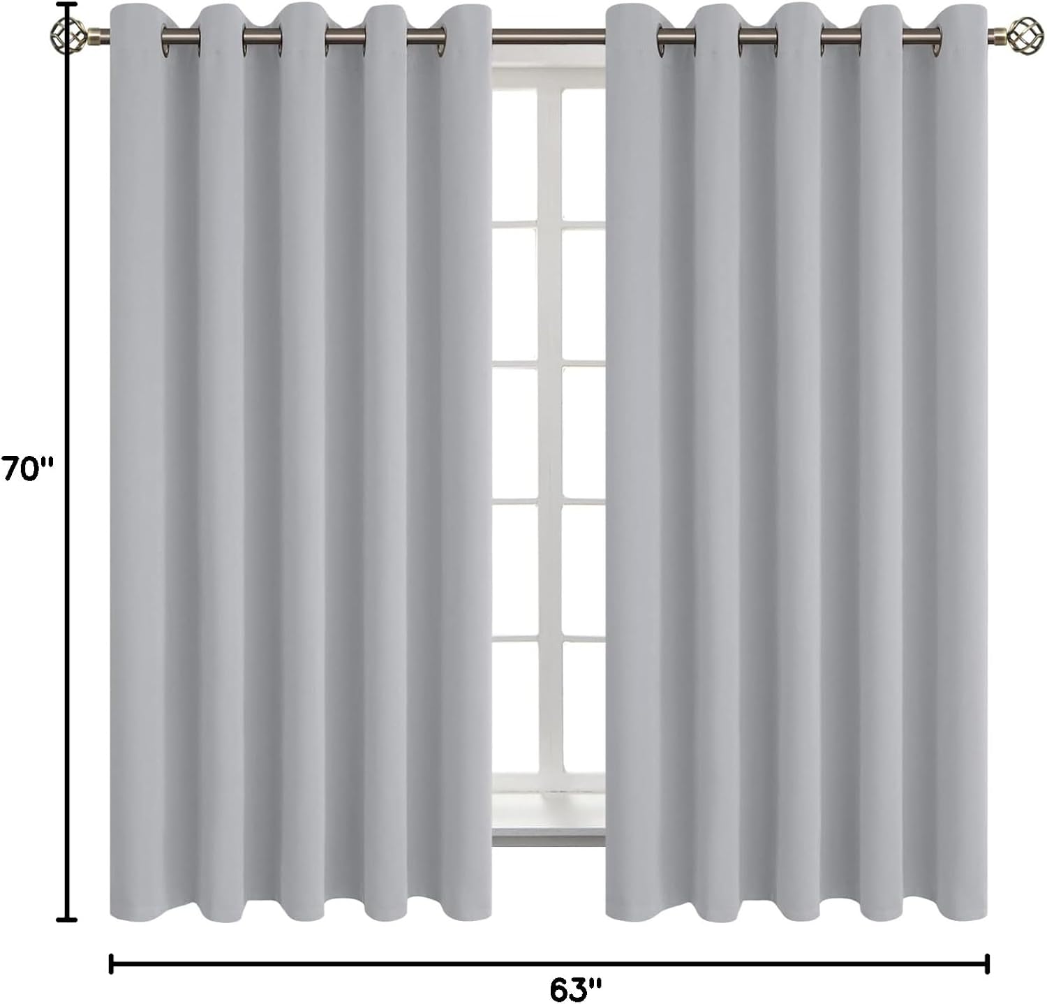 BGment Room Darkening Curtains 63 Inches Long - Grommet Thermal Insulated Drapes Window Treatment Curtains for Bedroom, 2 Panels, 70 x 63 I…
