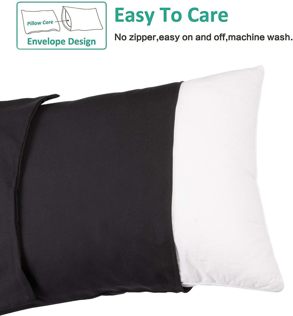 Ntbay Body Pillowcase - Brushed Microfiber 20x54 Pillowcase - Soft, Wrinkle-Free, Fade-Resistant, Stain-Resistant, Black Body Pillow Cover…